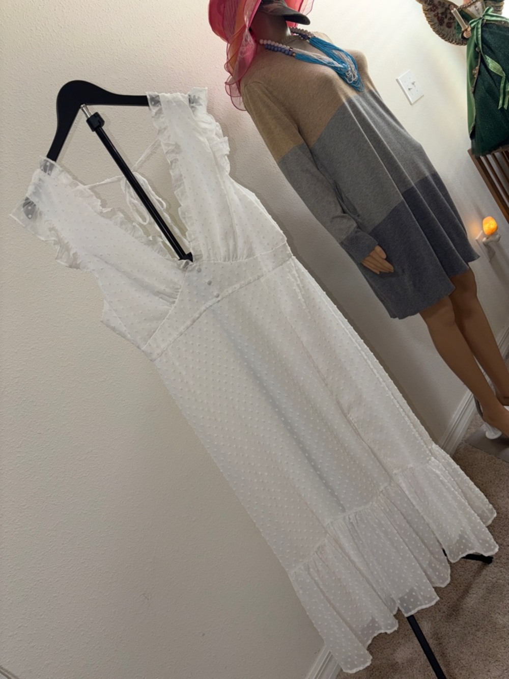 LuLu’s White Swiss Dot Midi Dress